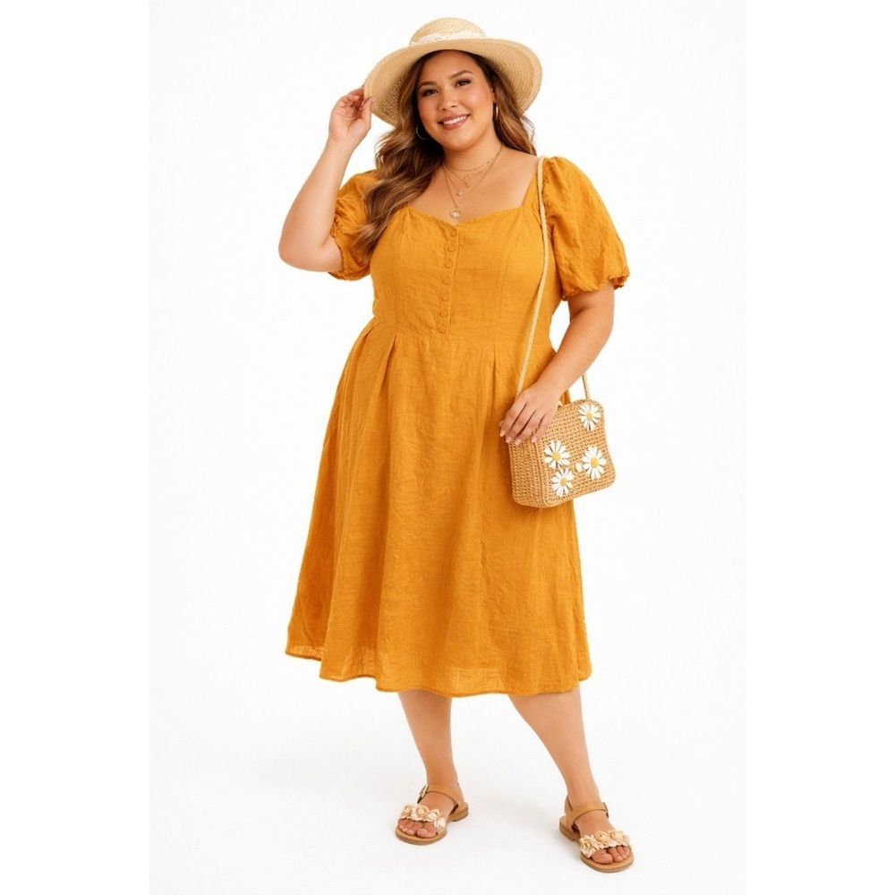 MODCLOTH Mustard Clip Dot Dress - Picture 2 of 4